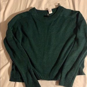 cropped green light knit sweater